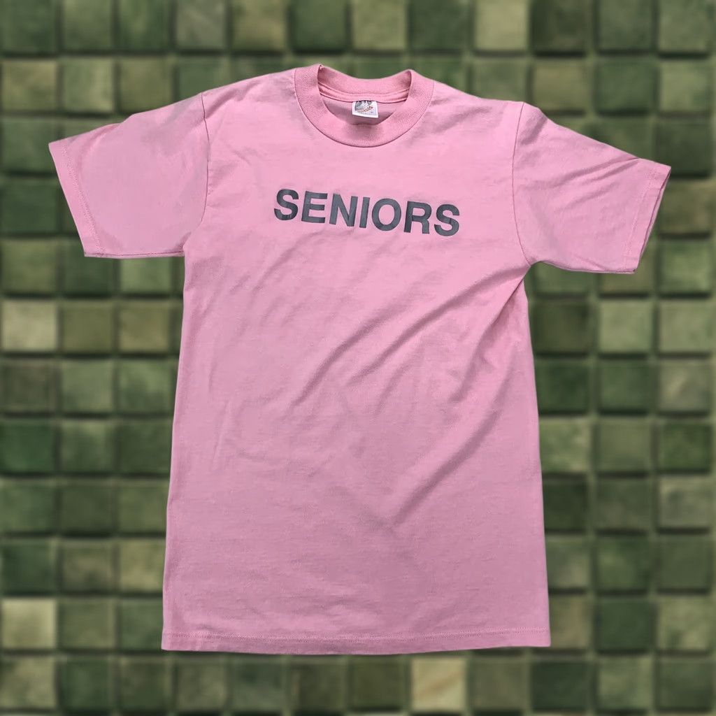 Jerzees VINTAGE 90s Pink Seniors Graphic T Shirt Jerzees Adult Small USA Made - Shirt Unisex Adults S Pink 90s T-Shirt Boys? Size S / US 4 / IT 40 - 1 Thumbnail