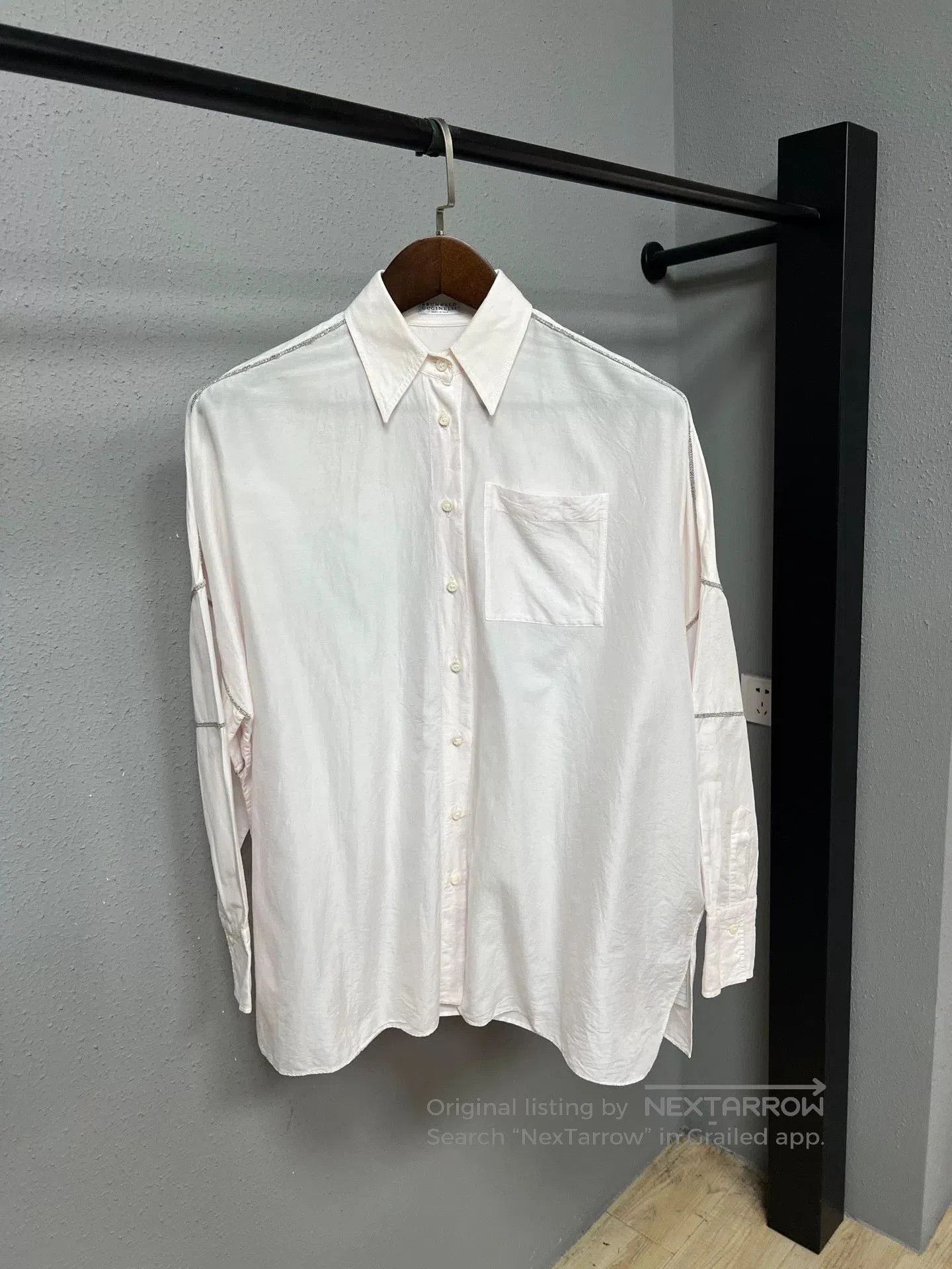 Brunello Cucinelli Brunello Cucinelli Beaded Light Pink Shirt. Size S / US 4 / IT 40 - 1 Thumbnail