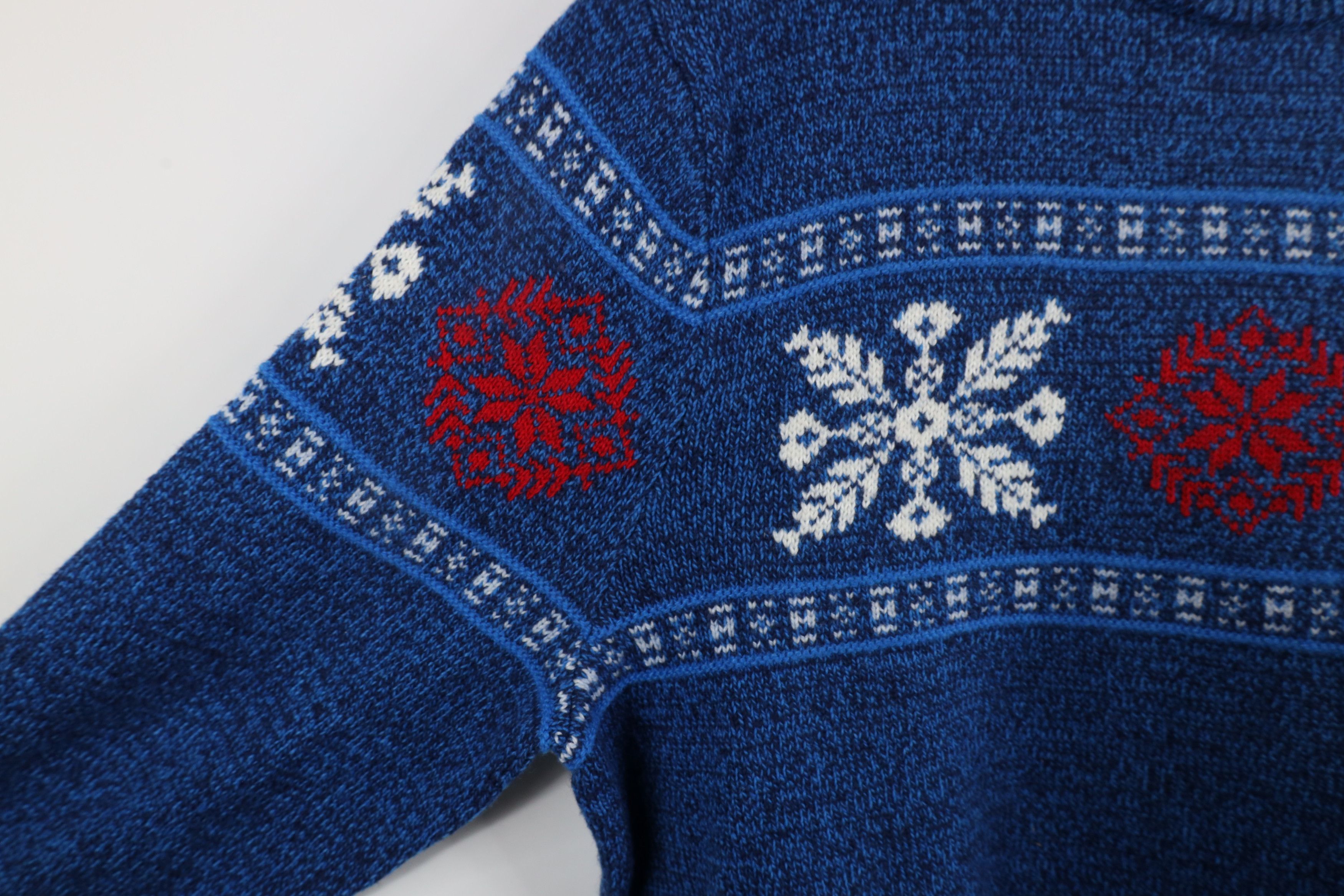 Lands' End × Vintage Vintage Lands End Fair Isle Snowflake Knit Crewneck Sweater Size US L / EU 52-54 / 3 - 5 Thumbnail