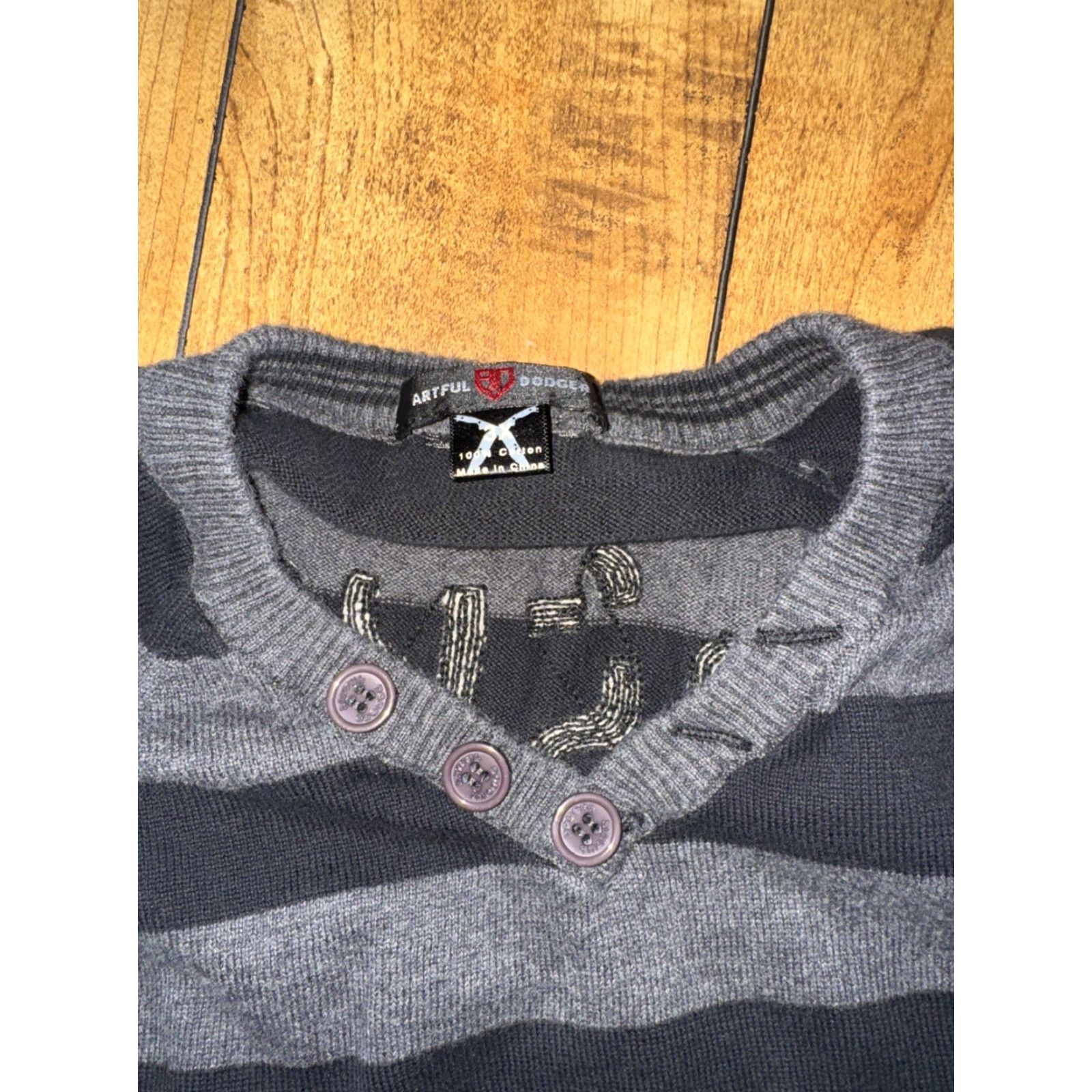 Vintage VINTAGE Artful Dodger Striped V-Neck Sweater Men’s 3XL Black Gray Casual Streetwear Knit Pullover Knitwear Shirt Size US XXL / EU 58 / 5 - 4 Thumbnail