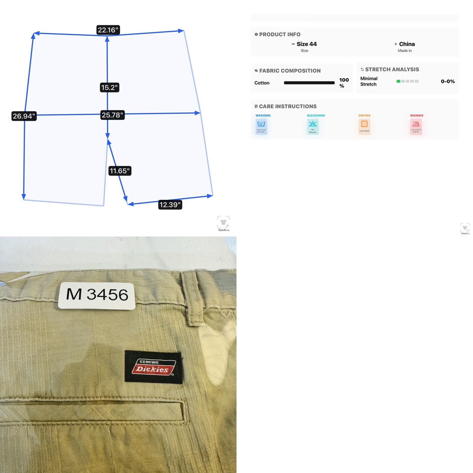Dickies Dickies Shorts Mens 44 Beige Cargo Relaxed Fit Canvas 12 Inseam Pockets Zip Mens Size US 44 / EU 60 - 9 Thumbnail