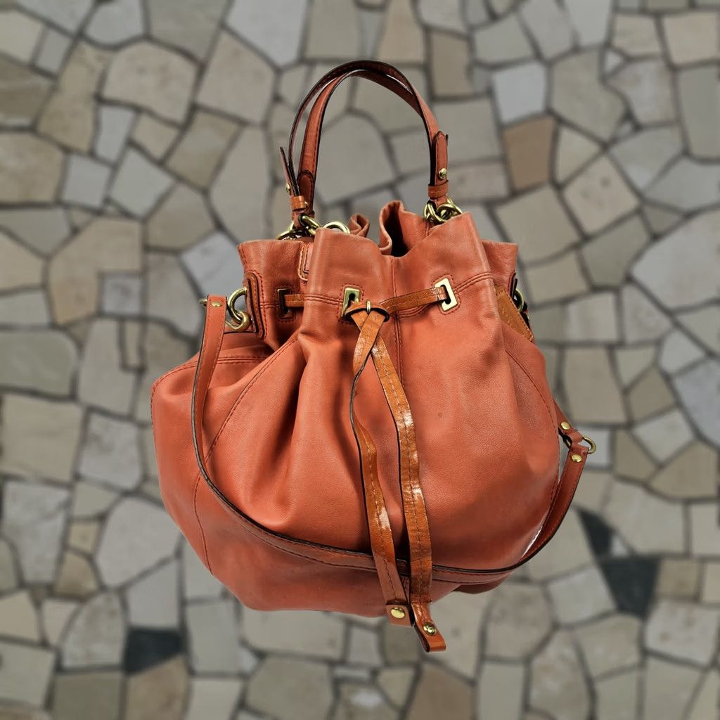 Coach Coach Shoulder Bag Large Orange Peyton Drawstring Leather Womens Size ONE SIZE - 1 Thumbnail