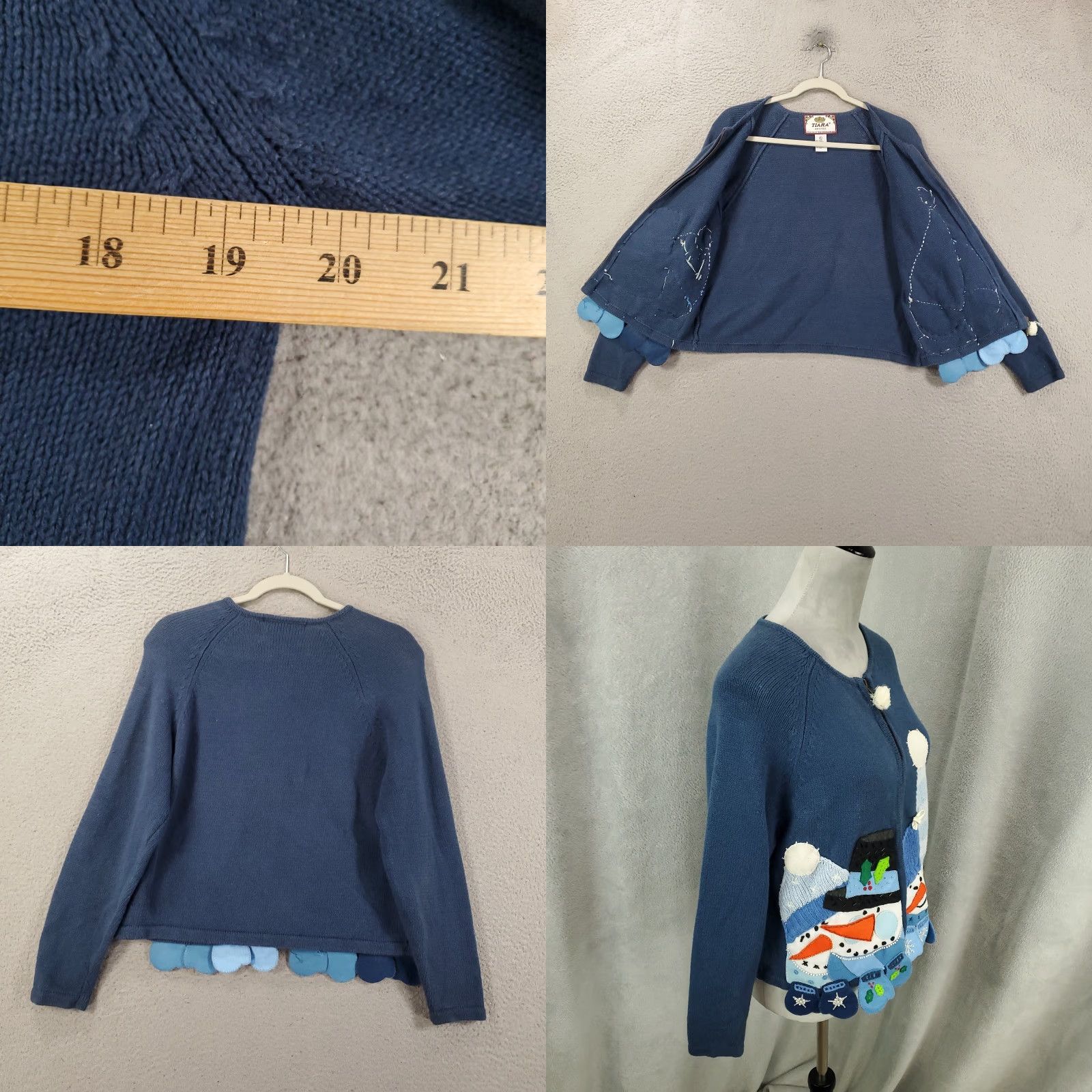 Vintage VINTAGE Tiara Sweater Cardigan Women’s Adult Petite Large Blue Beaded Embroidered Christmas 90s Holiday Knit Womens Size L / US 10 / IT 46 - 8 Thumbnail
