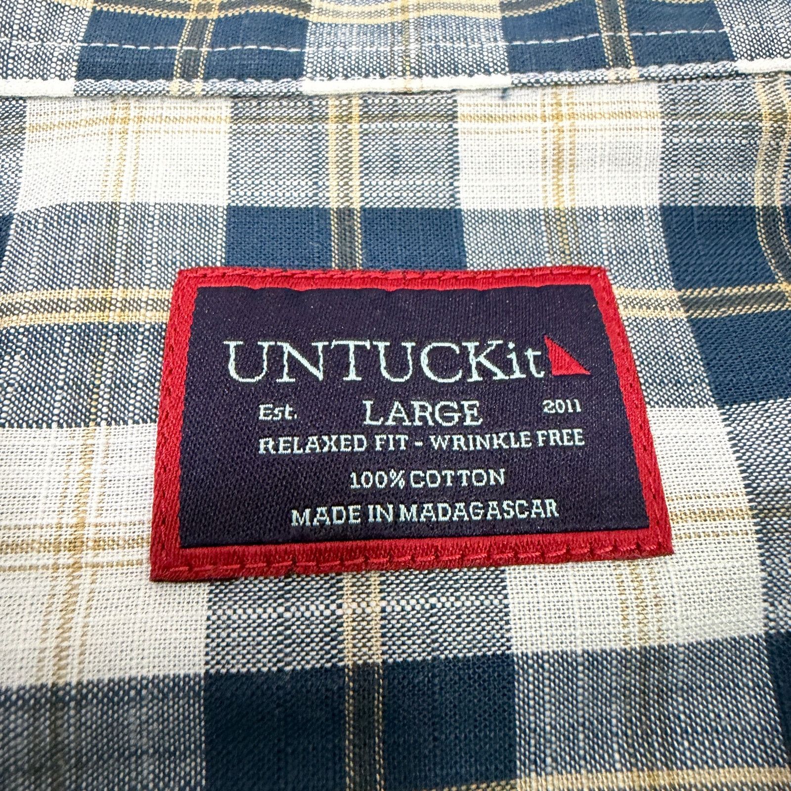 UNTUCKit Untuckit Shirt Large Blue Plaid Check Button Up Long Sleeve Size US L / EU 52-54 / 3 - 4 Thumbnail