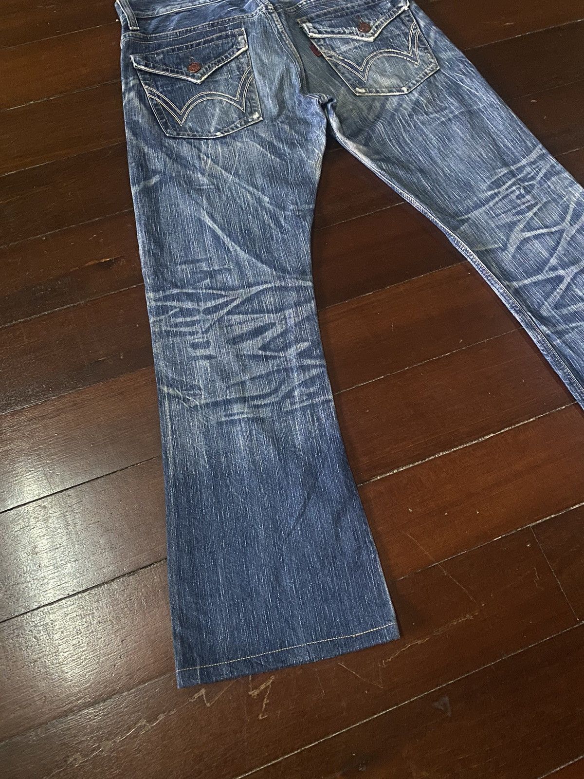 If Six Was Nine EDWIN 503 BLUE TRIP FLARE BOOTCUT DENIM Size US 36 / EU 52 - 17 Thumbnail