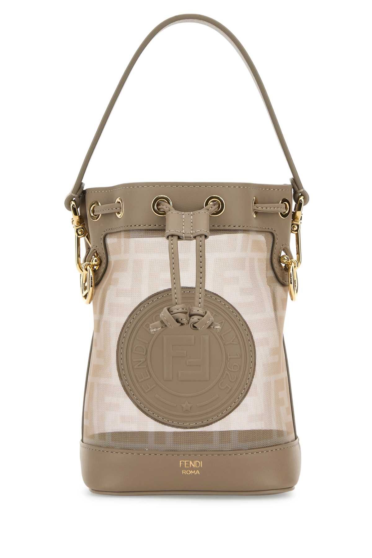 Fendi Dove Grey Mesh Mini Mon Tresor Bucket Bag Size ONE SIZE - 1 Thumbnail