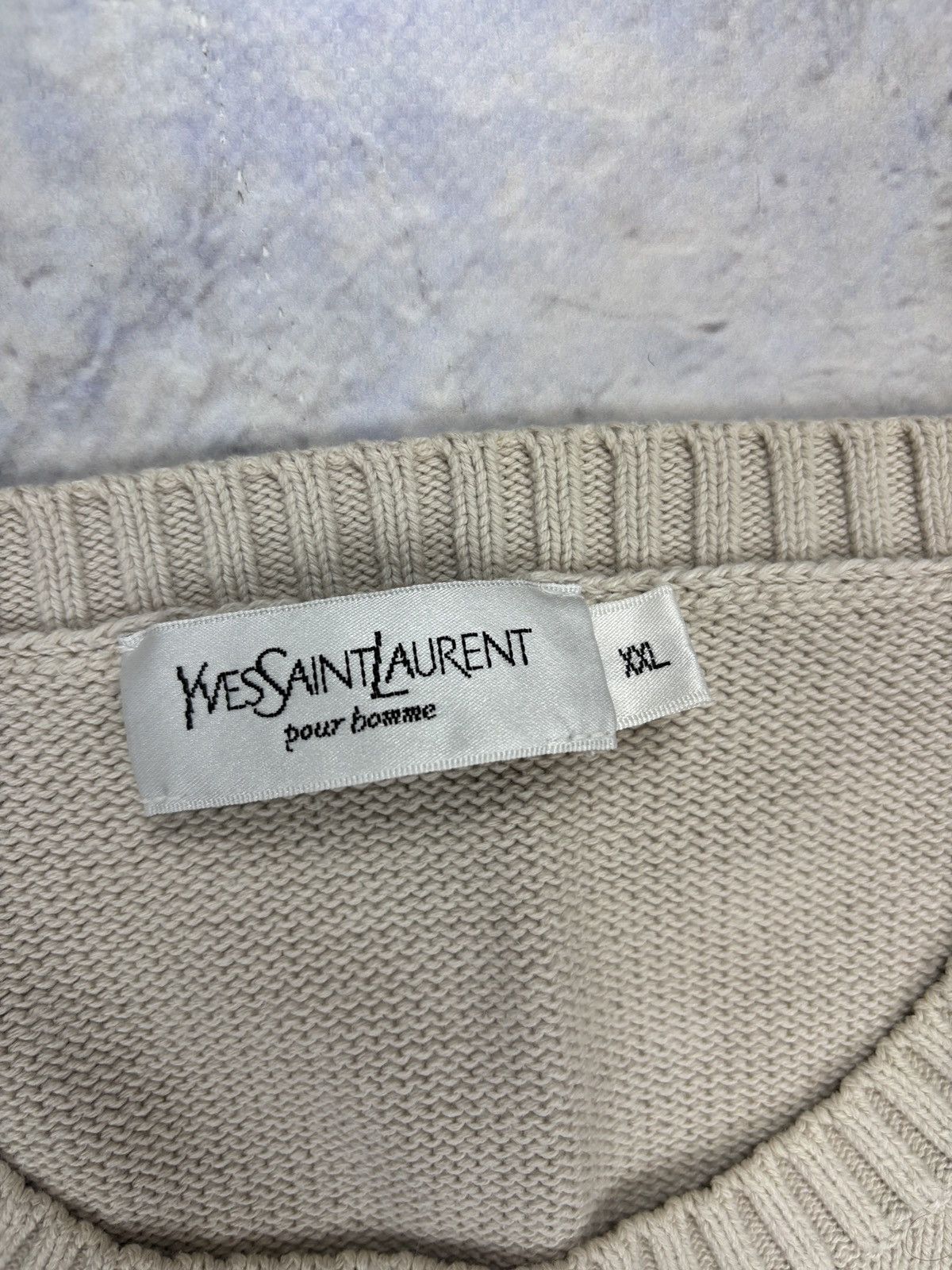 Yves Saint Laurent Yves Saint Laurent YSL knit sweater beige mens rare y2k Size US XXL / EU 58 / 5 - 4 Thumbnail