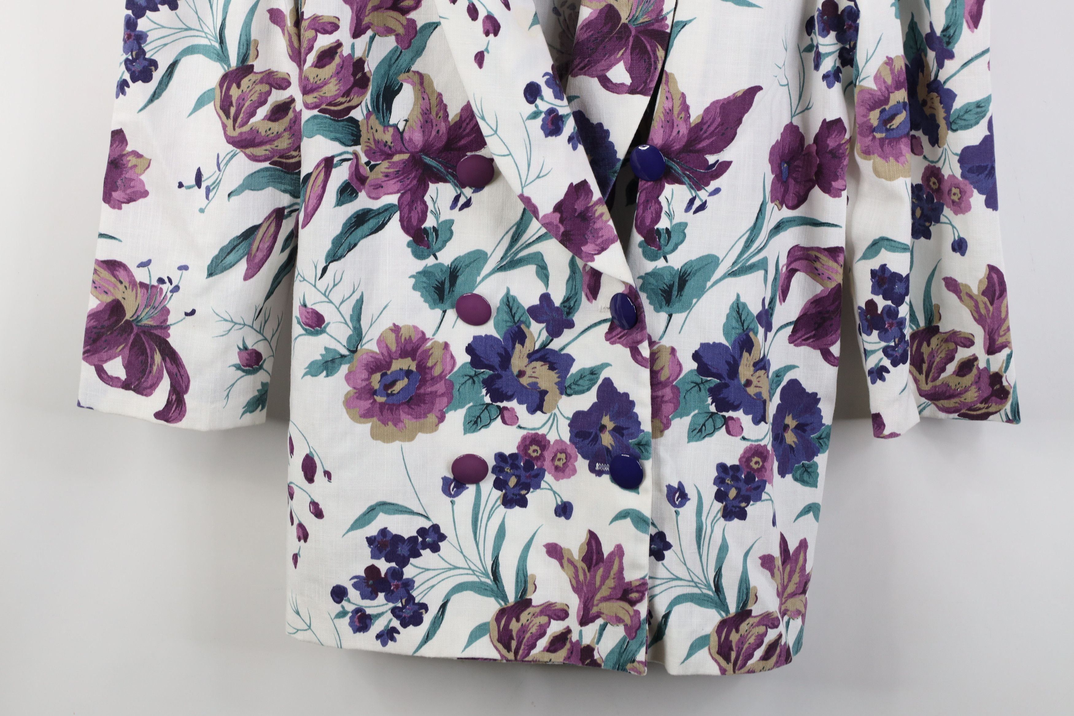 Vintage Vintage 90s Blend Flower Double Breasted Blazer Jacket USA Size XXL / US 16-18 / IT 52-54 - 3 Thumbnail