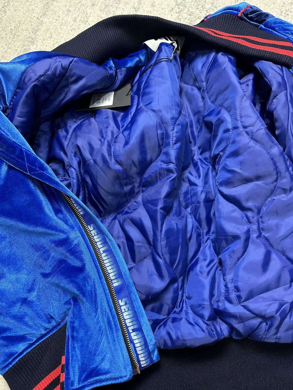 Fila × Japanese Brand D-Antidote x Fila Logo Velvet Stadium Jacket Blue/Navy Size US M / EU 48-50 / 2 - 10 Thumbnail