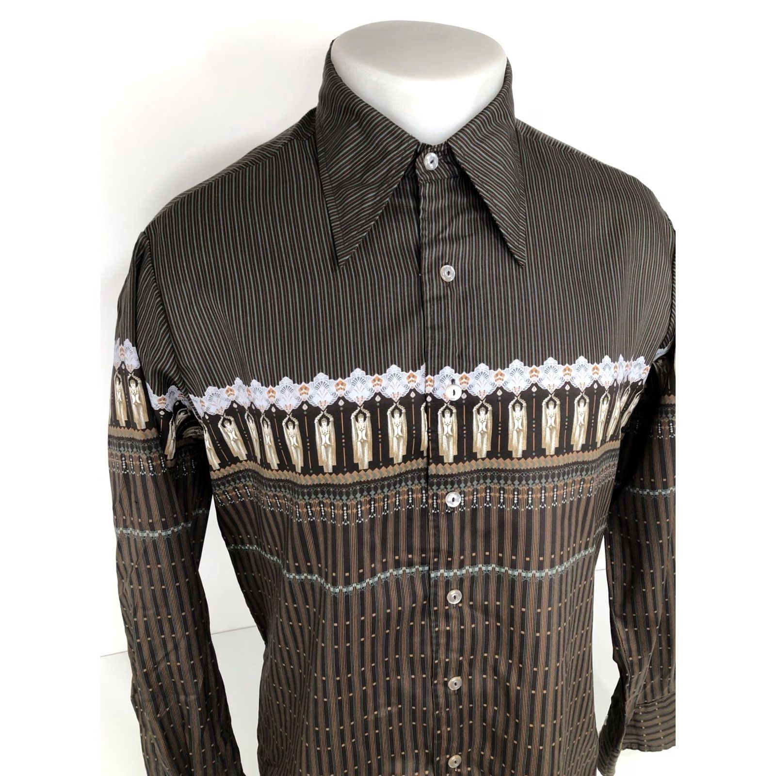 Vintage KENNINGTON Vintage 1960s ART DECO PIN UP GIRLS Md. DISCO COLLAR Baroque Shirt EX Size US M / EU 48-50 / 2 - 3 Thumbnail