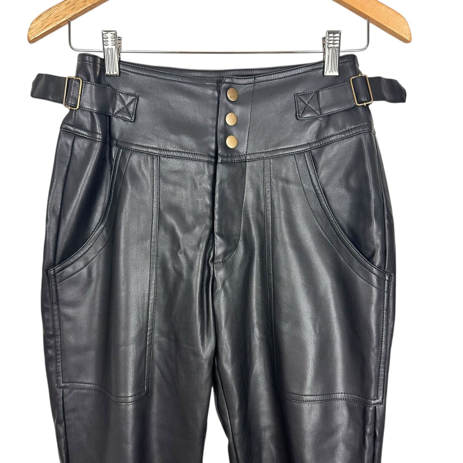 Young Fabulous & Broke Young Fabulous & Broke Faux Black Leather Trousers Sz XS Size 27" / US 4 / IT 40 - 6 Thumbnail