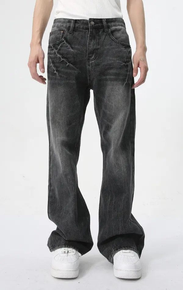 VIBE Hitomi x Sara Lightning Burst Black and Grey Flared Jeans Size US 32 / EU 48 - 2 Thumbnail