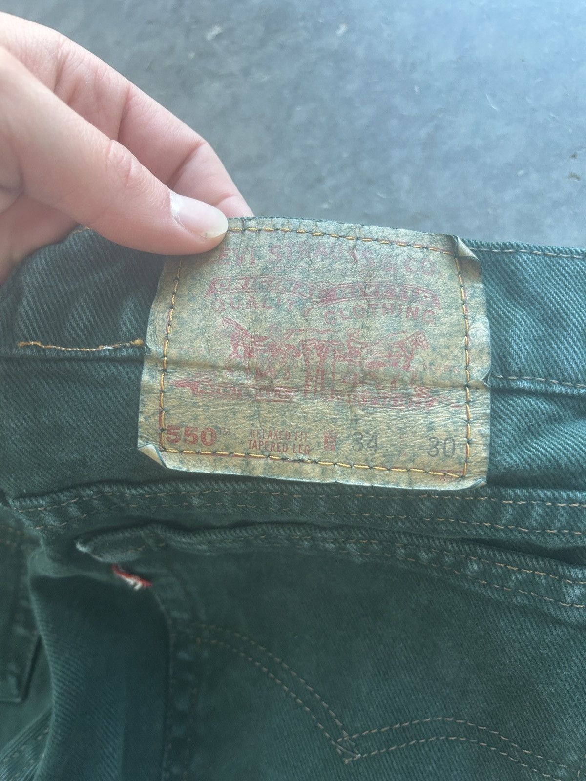 Levi's Vintage 90s Levi’s 550 Overdyed Forest Green Denim Jeans Size US 31 - 2 Thumbnail