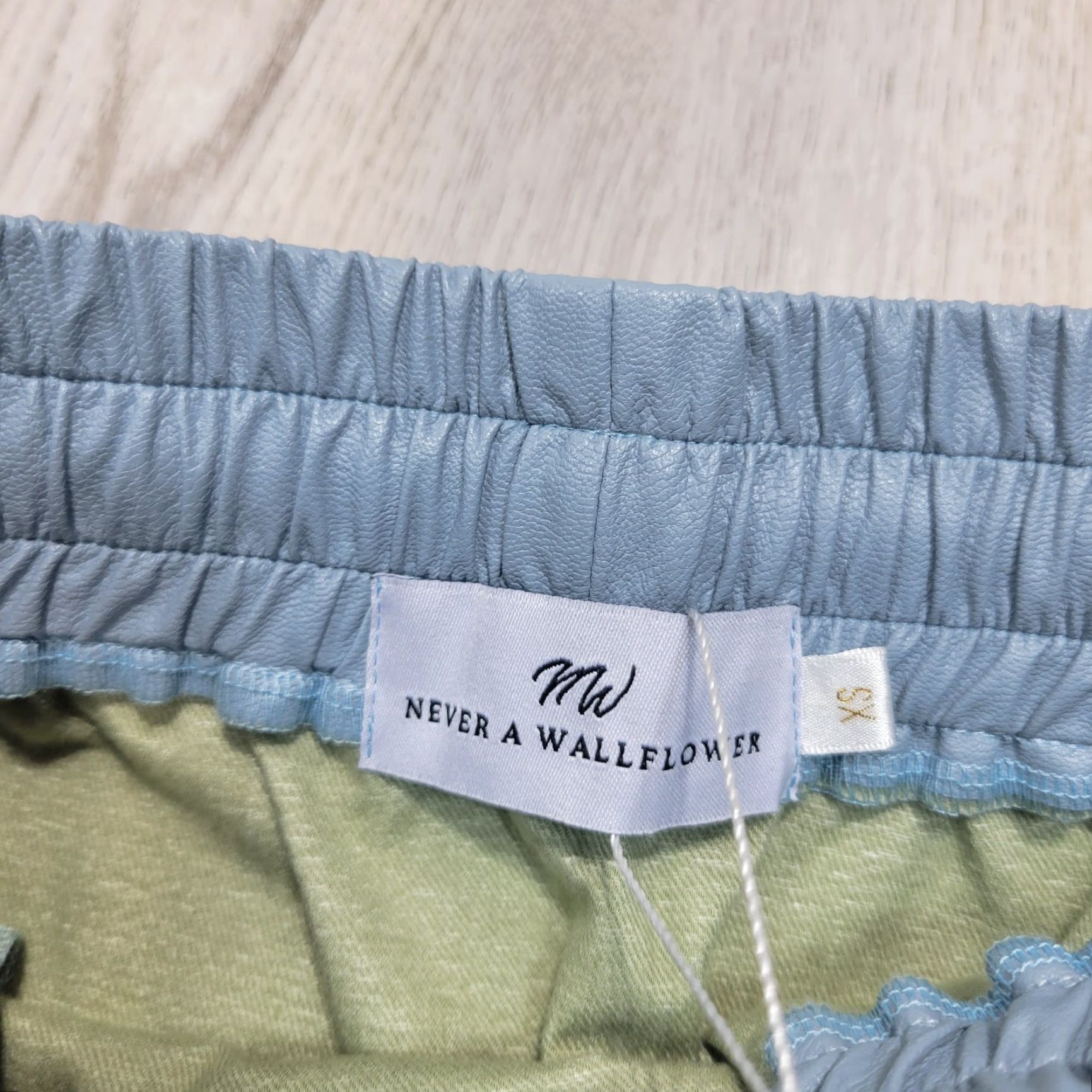 Vintage Never A Wallflower Skirt Mini Blue Faux Leather XS Size 26" / US 2 / IT 38 - 5 Thumbnail