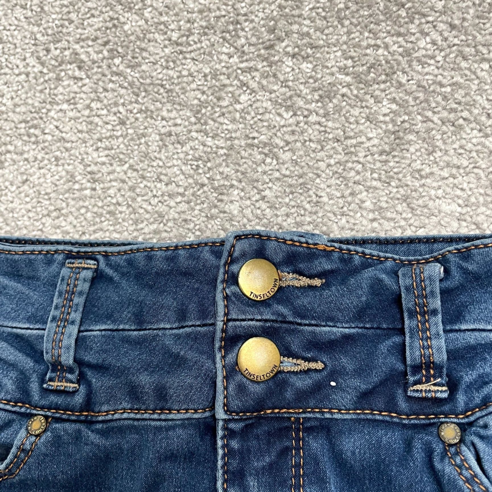 Vintage Tinseltown Jeans Skinny 9 Juniors Blue Dark Wash Stretch High Rise 28x27 City Modern 5-Pocket Mens Womens Girls Boys? Size 30" / US 8 / IT 44 - 3 Thumbnail