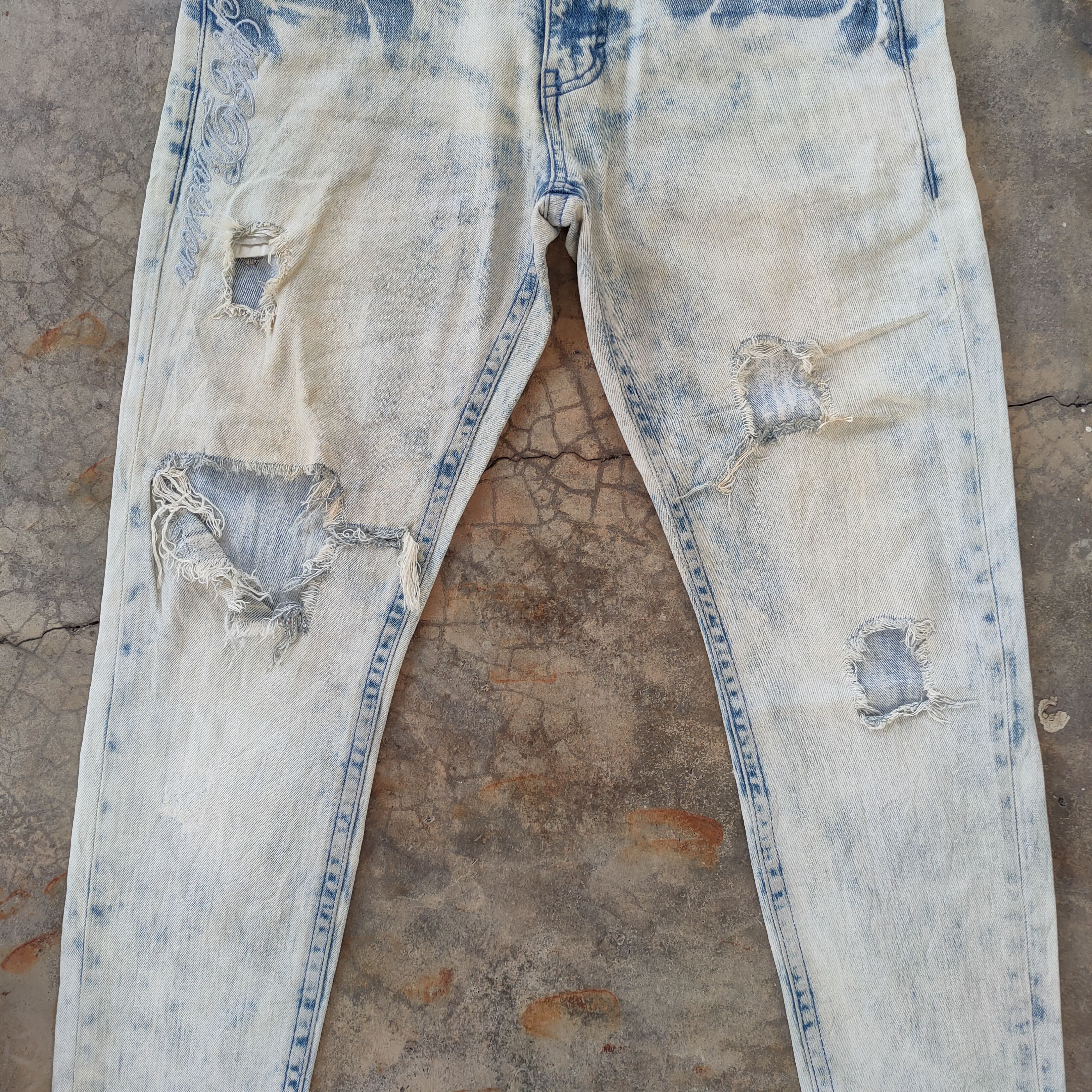 Japanese Brand VINTAGE MCD PUNK ROCK FADED WASH DISTRESSED JEANS PANTS Size US 32 / EU 48 - 6 Thumbnail