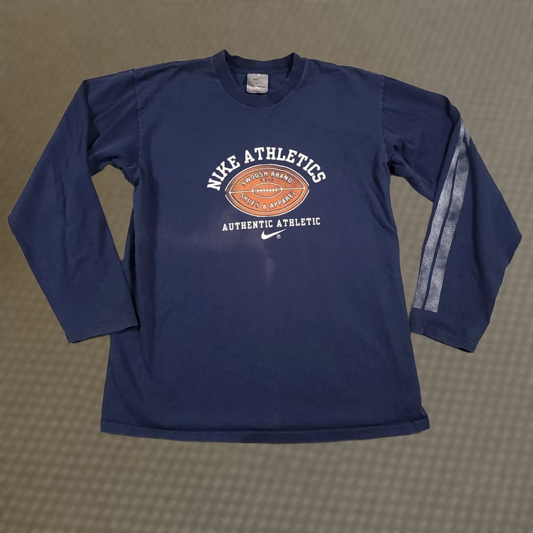 Nike Nike Athletics Shirt Mens Medium Long Sleeve Football Graphic Print Swoosh Logo 100% Cotton Blue, Regular Fit, Crew Neck, Vintage No, Mexico Size US M / EU 48-50 / 2 - 1 Thumbnail