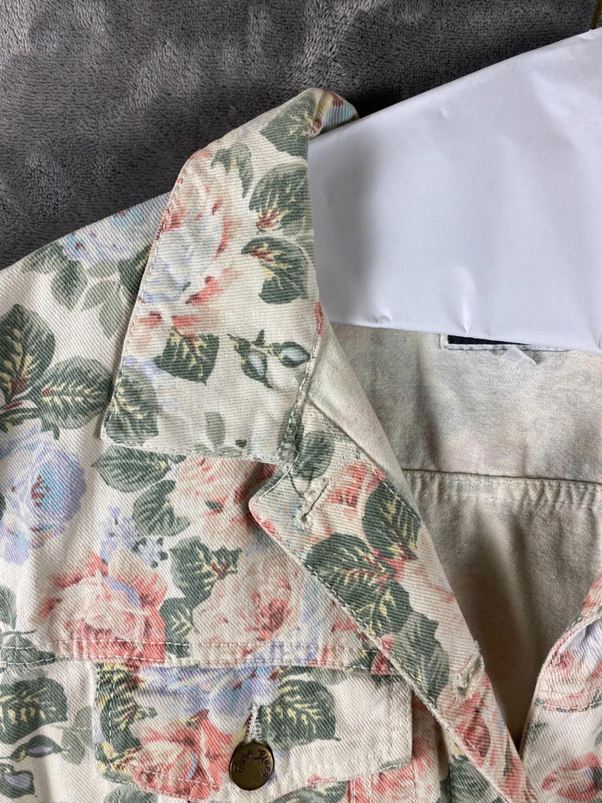 Designer Womens Paris Blues Rose Print Denim Romper Shorts Sz.7 (B01 Size 30" / US 8 / IT 44 - 4 Thumbnail