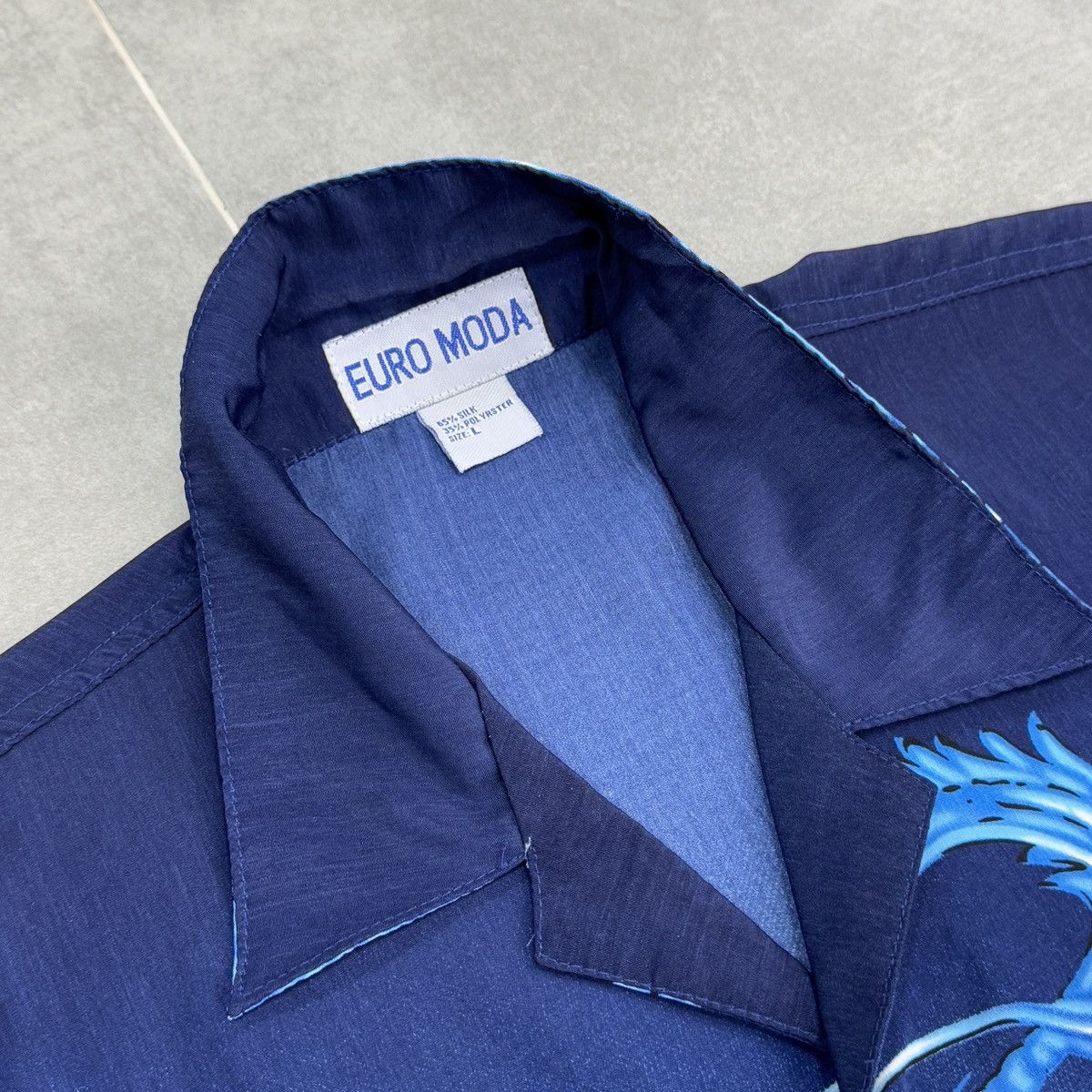Japanese Brand × Vintage Euro Moda Dragons Aloha Hawaiian Silk Button Shirt Size L Size US L / EU 52-54 / 3 - 7 Thumbnail