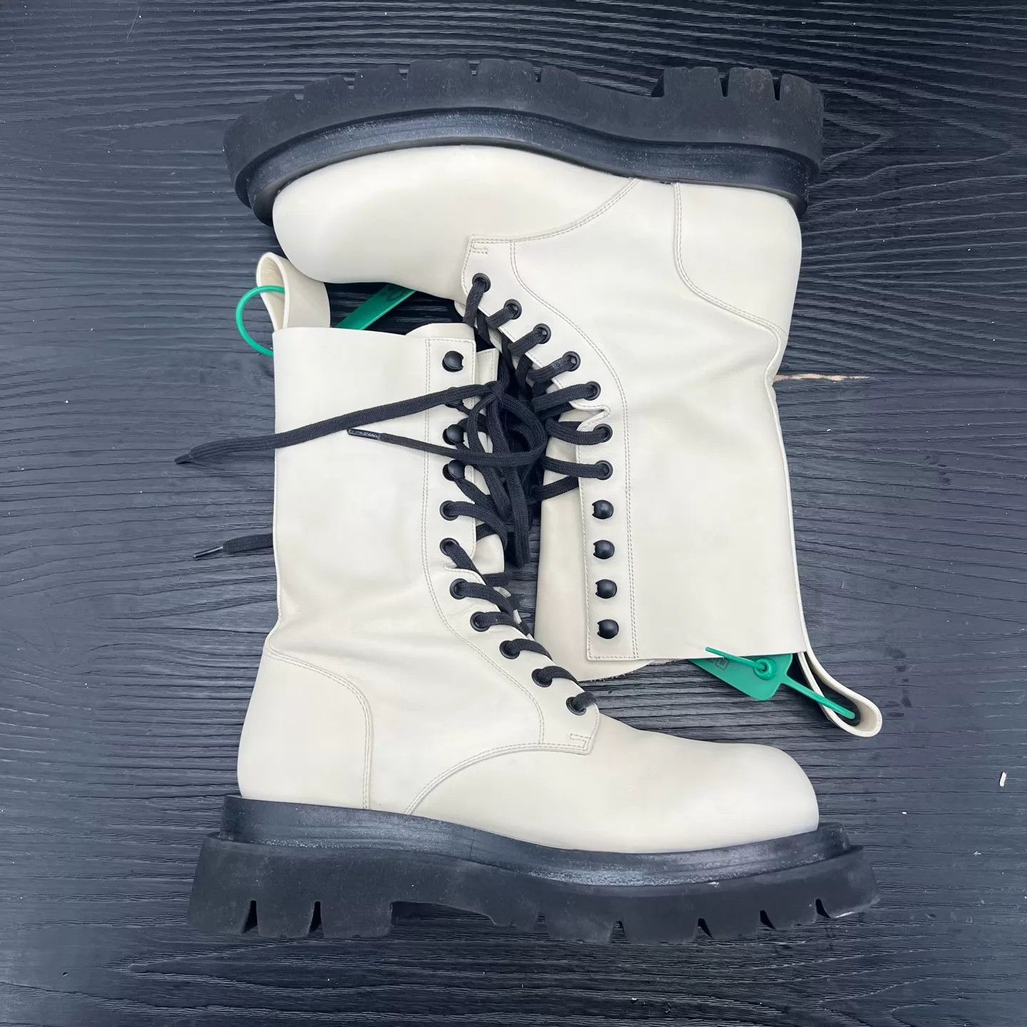 Bottega Veneta BV Lug Leather Short Mid-Calf Sea Salt Boots Size US 6.5 / IT 36.5 - 3 Thumbnail