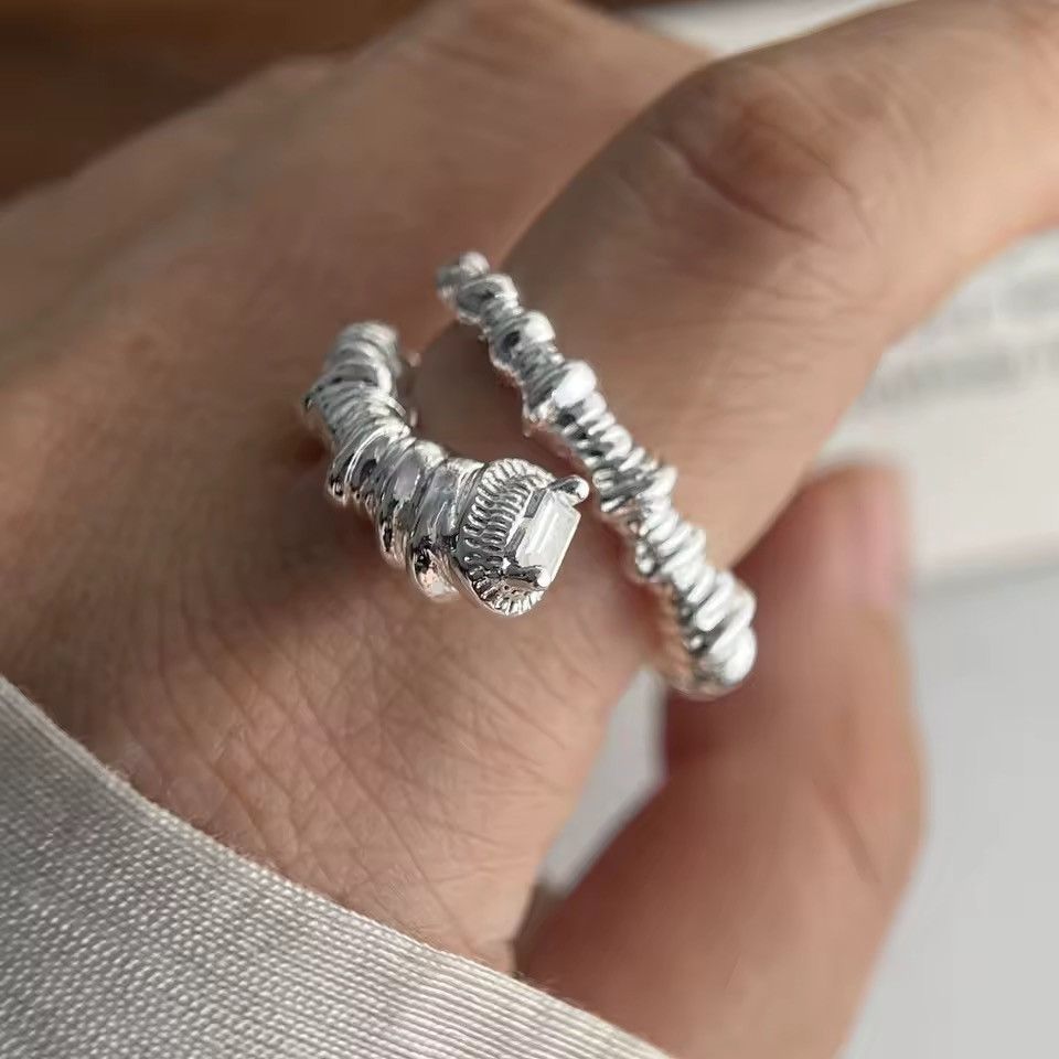 Sterling Silver 925 Sterling silver punk gothic irregular ring Size ONE SIZE - 6 Thumbnail