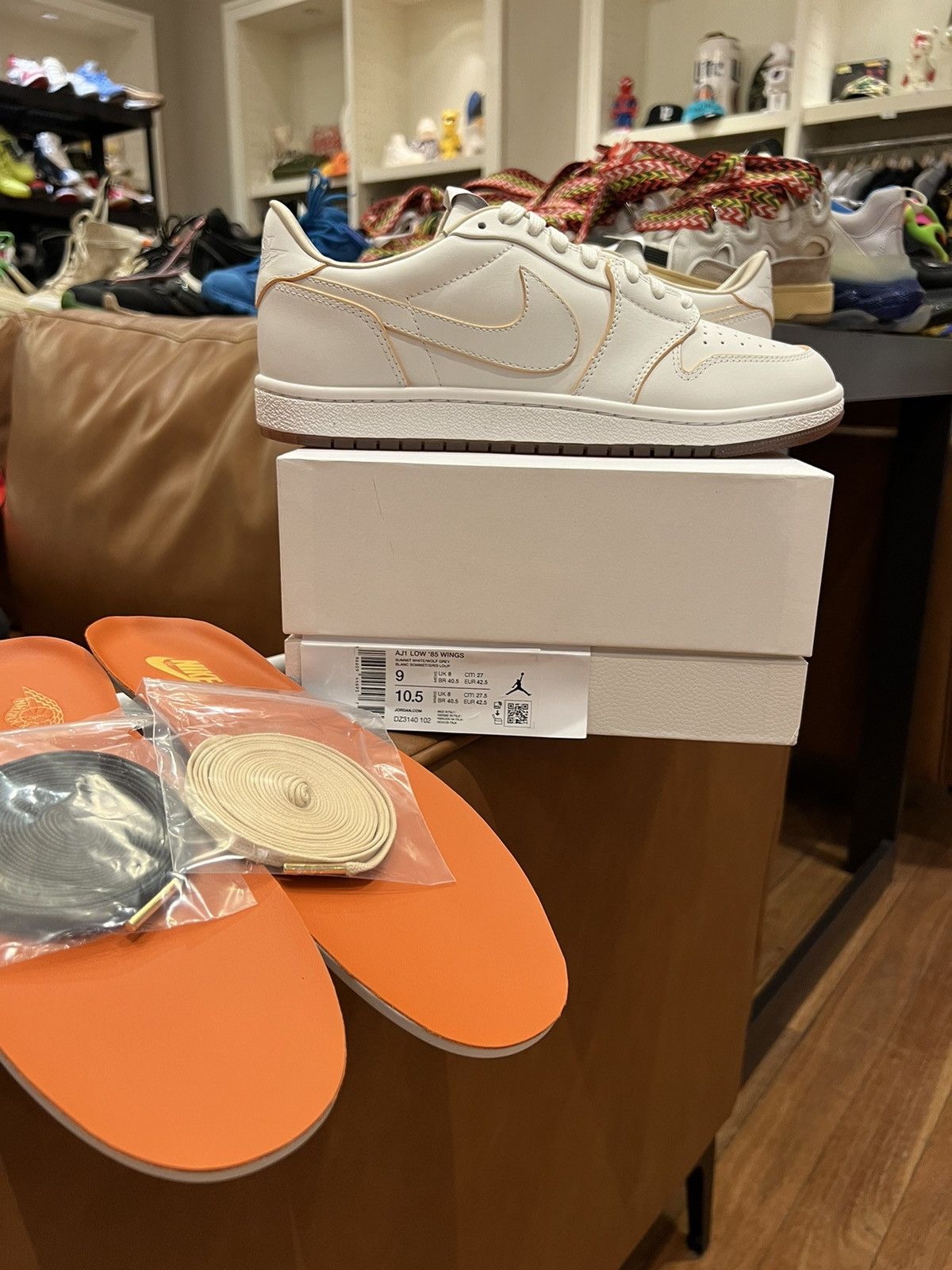 image of Unreleased Jordan 1 Low ‘85 Wings Made In Italy Shoes in White, Men's (Size 9)