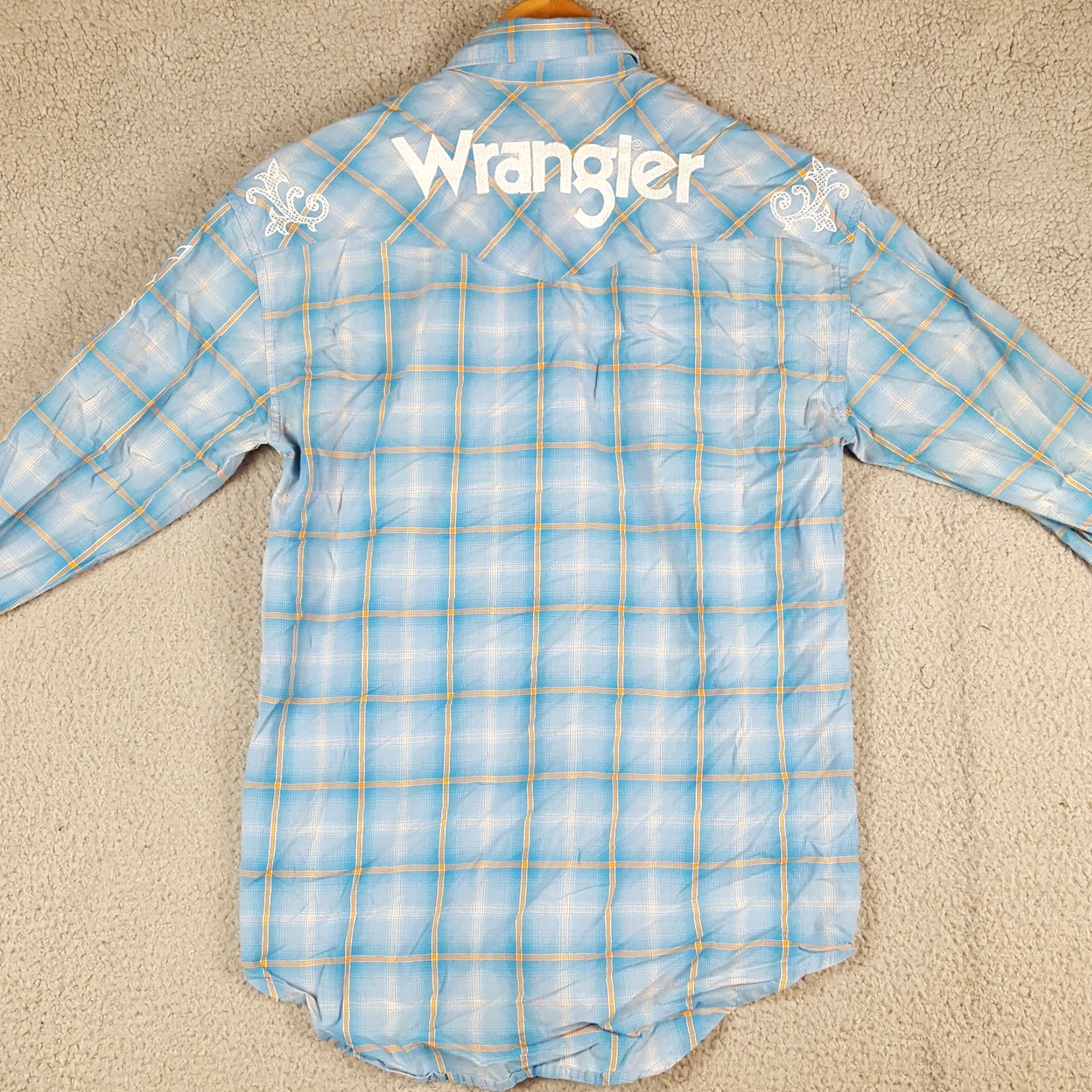 Wrangler VINTAGE Wrangler Western Pearl Snap Cowboy Shirt S Blue Cotton Button-Up Collar Cowboy, Western, 90s, Workwear, Casual Mens Size US S / EU 44-46 / 1 - 6 Thumbnail