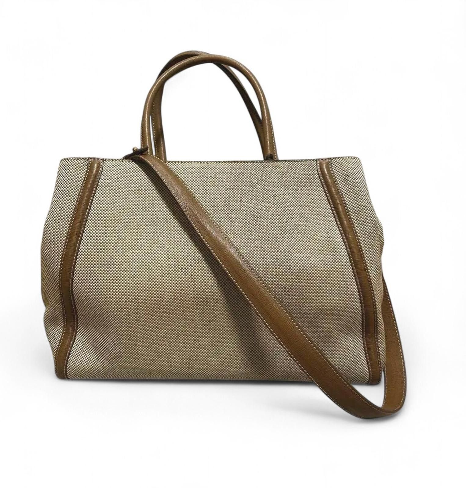 Fendi Fendi - Beige and Brown Structured Canvas Tote Bag Size ONE SIZE - 3 Thumbnail