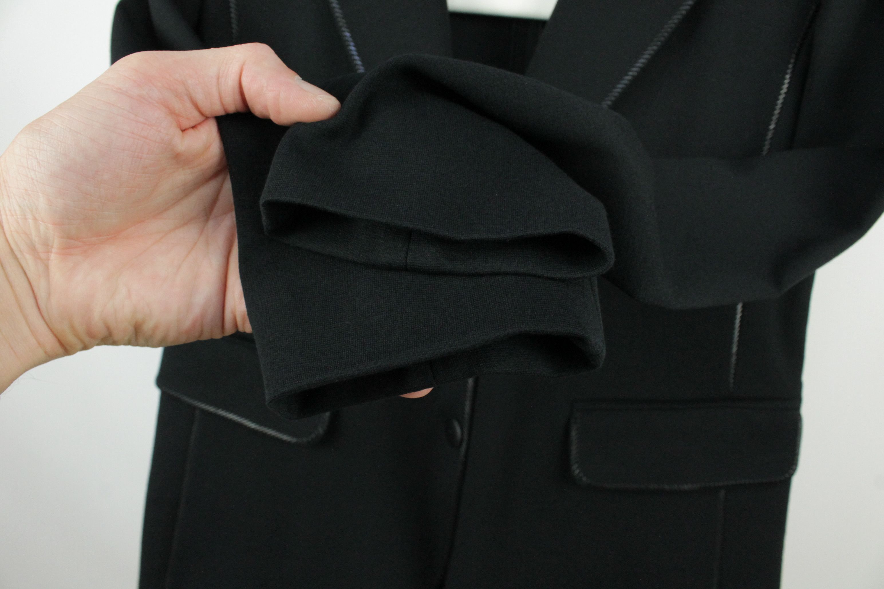 Emporio Armani Emporio Armani Zip-Trim Techno Cady Black Stretch Blazer Size L / US 10 / IT 46 - 8 Thumbnail