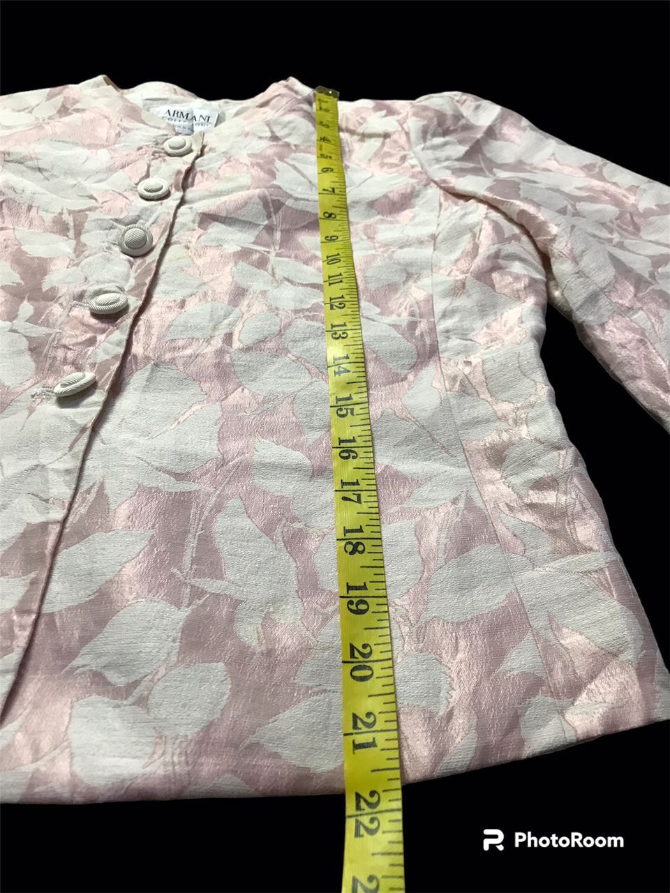 Armani Armani Collezioni Pink Floral Jacquard Button Up Jacket Size M / US 6-8 / IT 42-44 - 13 Thumbnail