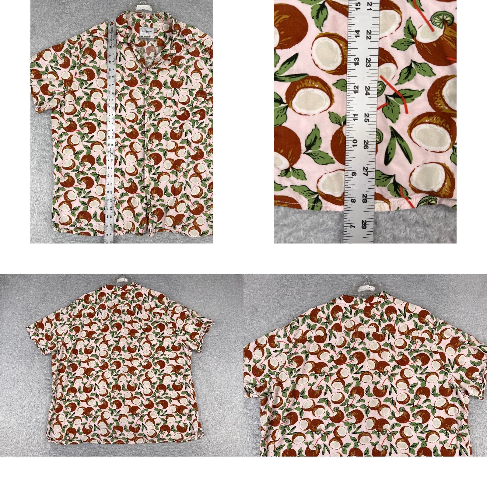 Vintage Goodfellow & Co Shirt Mens 2XL XXL Pink Coconut AOP Hawaiian Button Up Rayon Size US XXL / EU 58 / 5 - 9 Thumbnail
