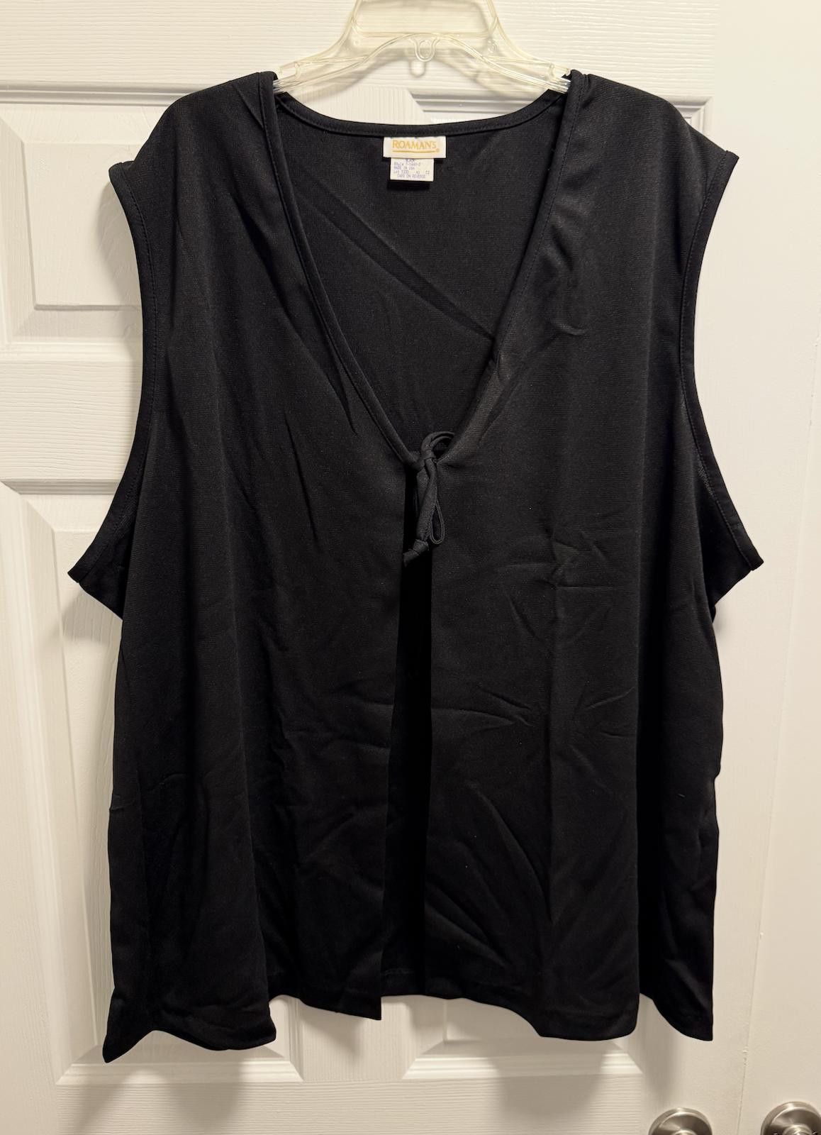 Designer Classic Roaman’s Black Tie-Front Sleeveless Top C2 Size M / US 6-8 / IT 42-44 - 6 Thumbnail
