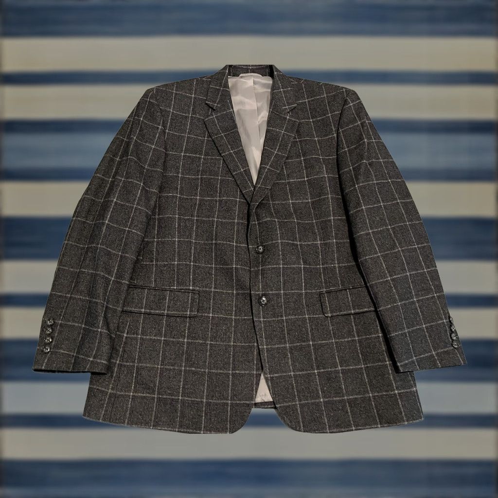 Vintage Kroon Gray Check Wool Blend Sport Coat Blazer Jacket Mens 44R Size 44R - 1 Thumbnail