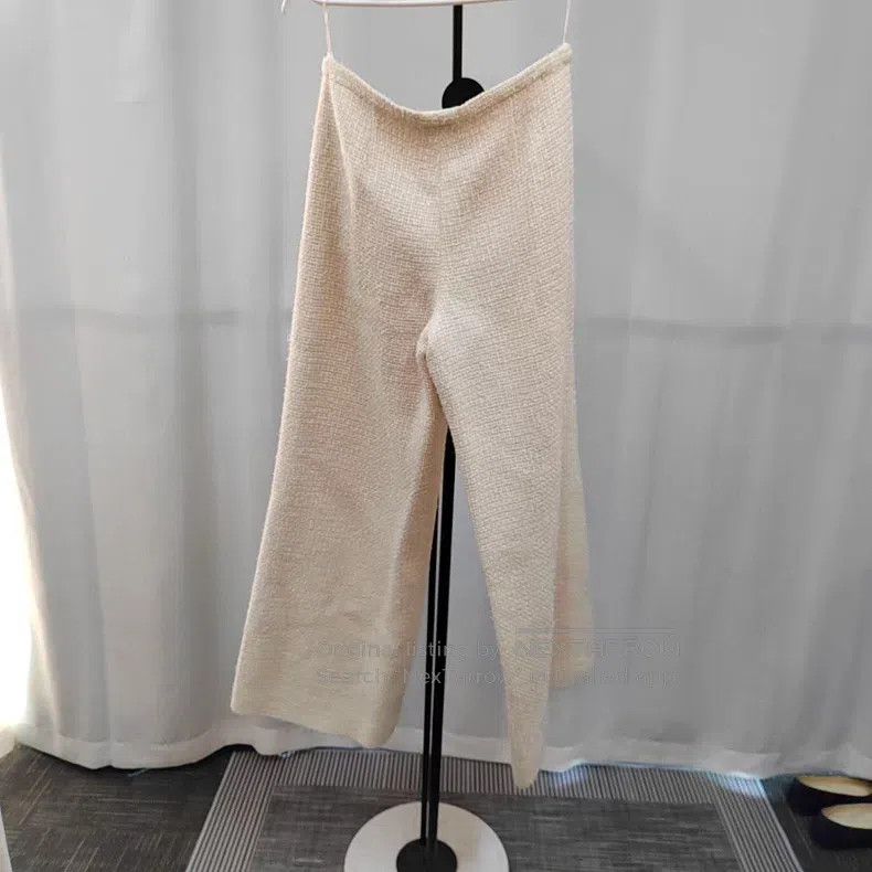 Chanel Chanel Pearl buckle braided wide-leg trousers Size 25" / US 0 / IT 36 - 2 Thumbnail