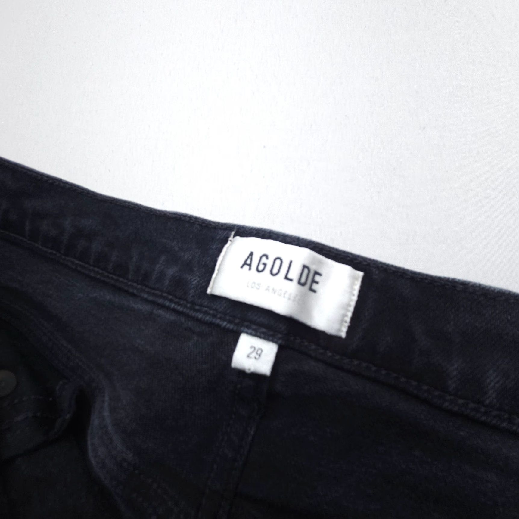 Agolde AGOLDE Riley Jeans Women Size 29 Black High Rise Straight Button Fly Denim EUC Size 29" - 4 Thumbnail