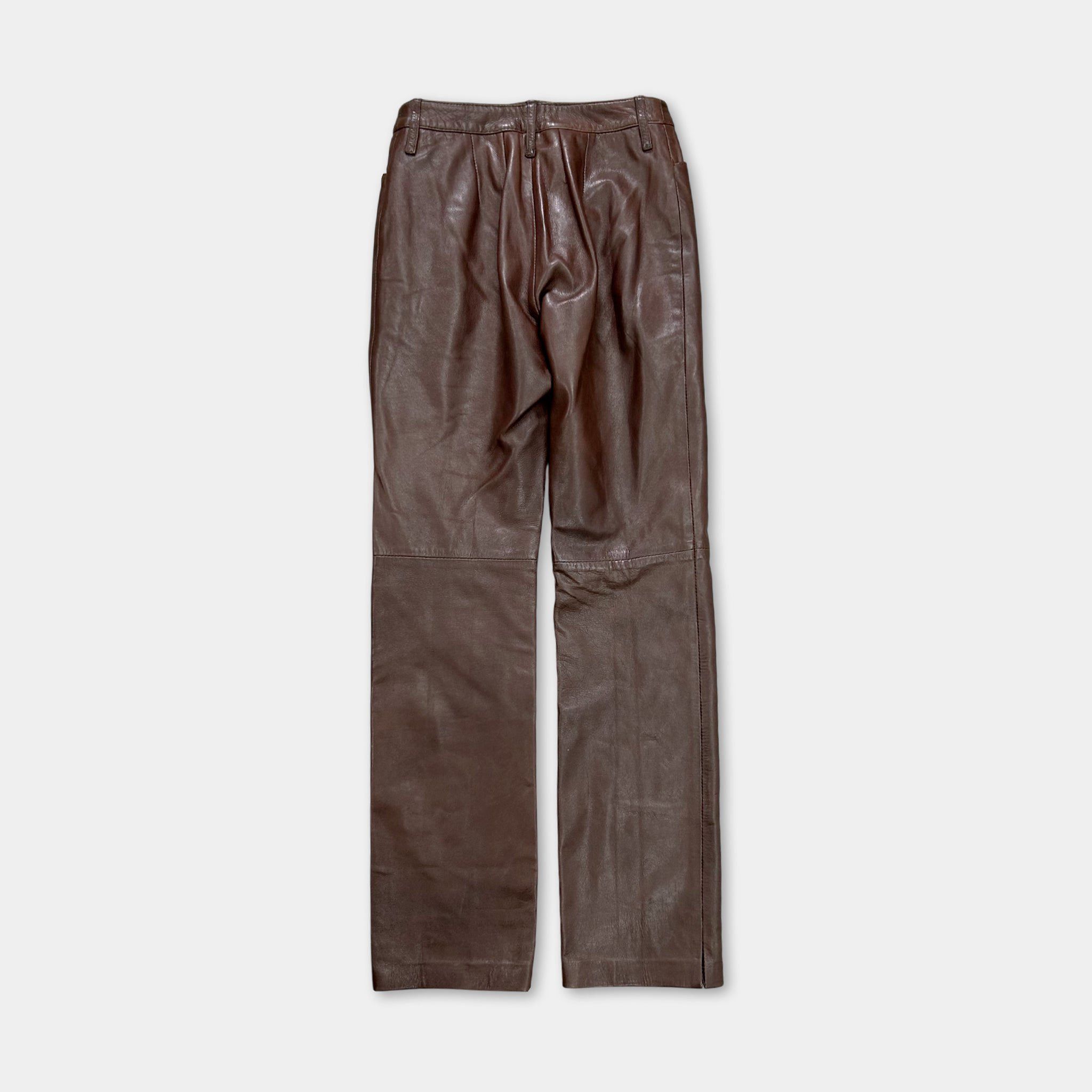 Dolce & Gabbana Dolce & Gabbana 90s Brown Leather Pants Size 26" / US 2 / IT 38 - 6 Thumbnail