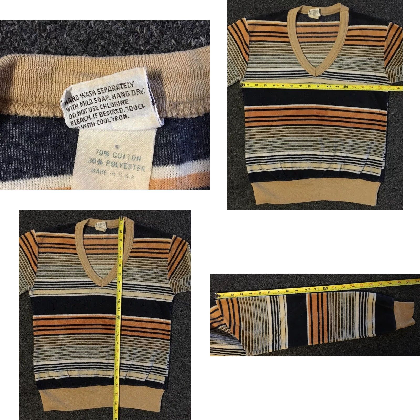 CLOT Vtg 70s Terry Cloth Striped Sweater S USA Surf Beach Vaporwave Retro Grunge 80s Size S / US 4 / IT 40 - 8 Thumbnail