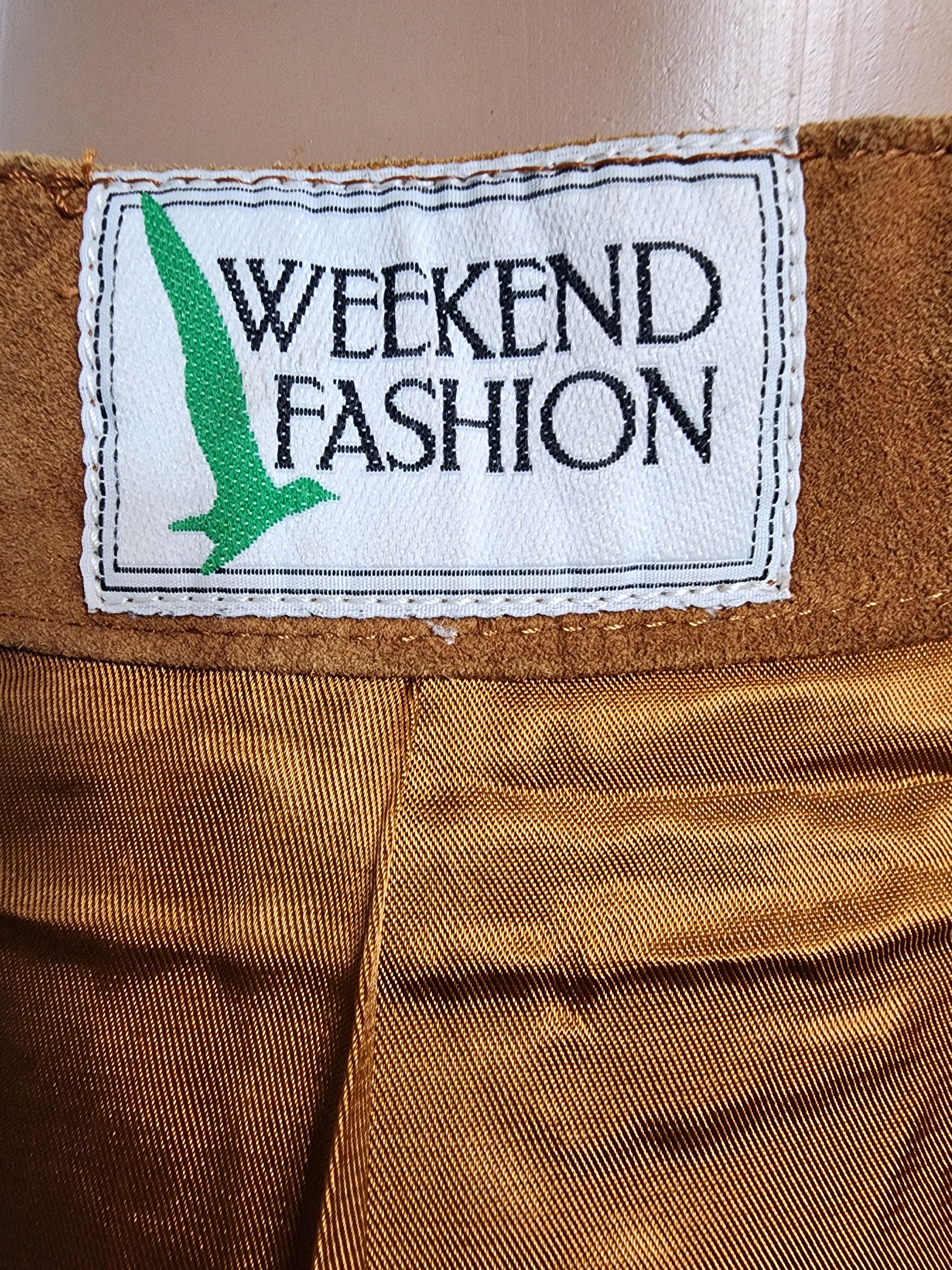 Other Brown Suede Leather Skirt, Plastic Buttons Fasteners Size 28" / US 6 / IT 42 - 9 Thumbnail