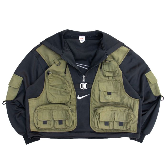 Nike Reworked Nike Center Swoosh Tactical Tracktop Black/Sage | Grailed