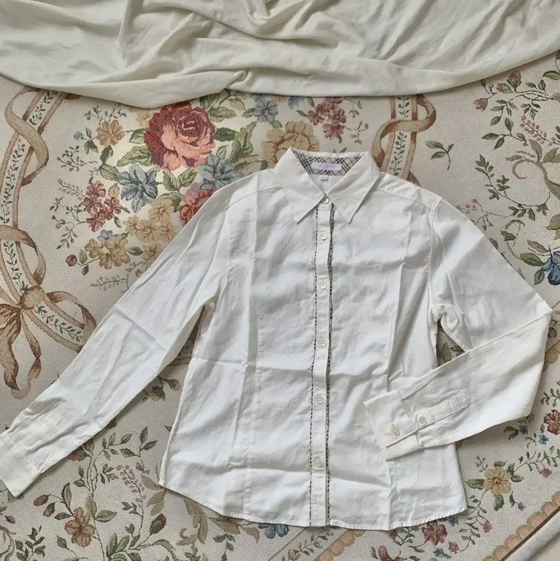 Burberry Burberry Cream Cotton Long Sleeve Shirt Size M / US 6-8 / IT 42-44 - 1 Thumbnail