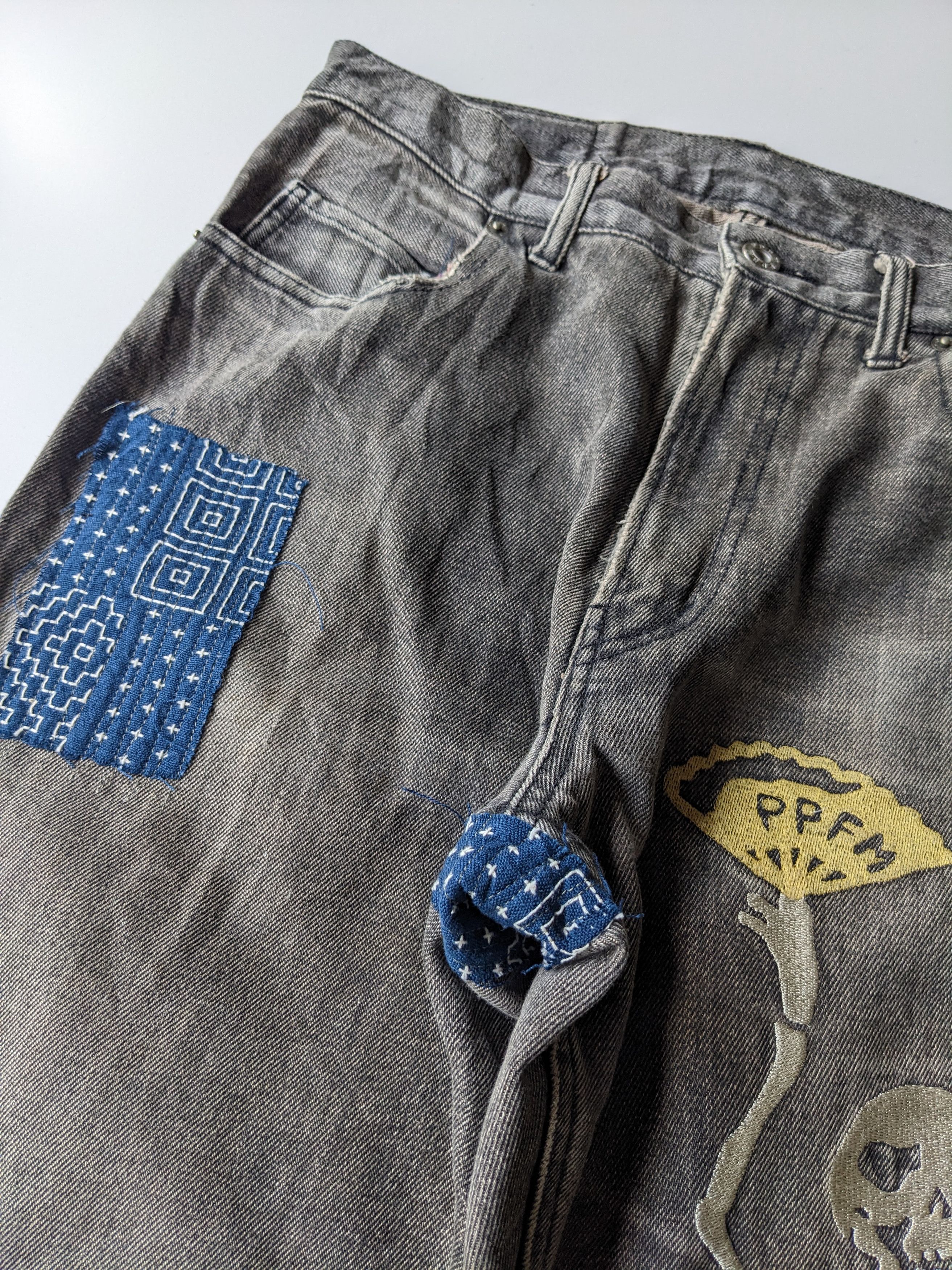 Japanese Brand × PPFM × Tornado Mart PPFM skeleton skeleton boro flare jeans Size US 31 - 5 Thumbnail