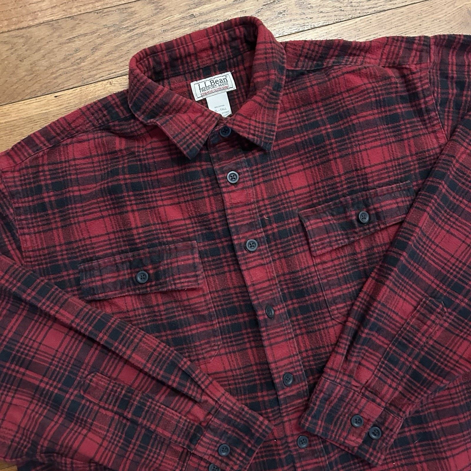 L.L. Bean × Vintage Chamois Cloth Red Plaid Button Up Flannel Shirt XL Tall Size US XL / EU 56 / 4 - 2 Thumbnail