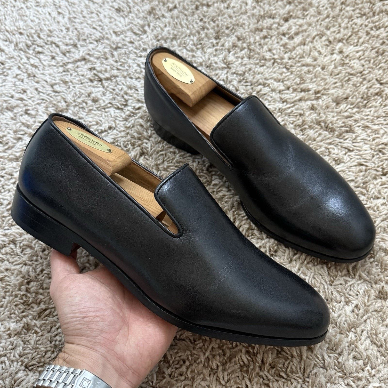 NWOT Dandy Del Mar Black Woven Leather Huaraches Loafers Men main image 2