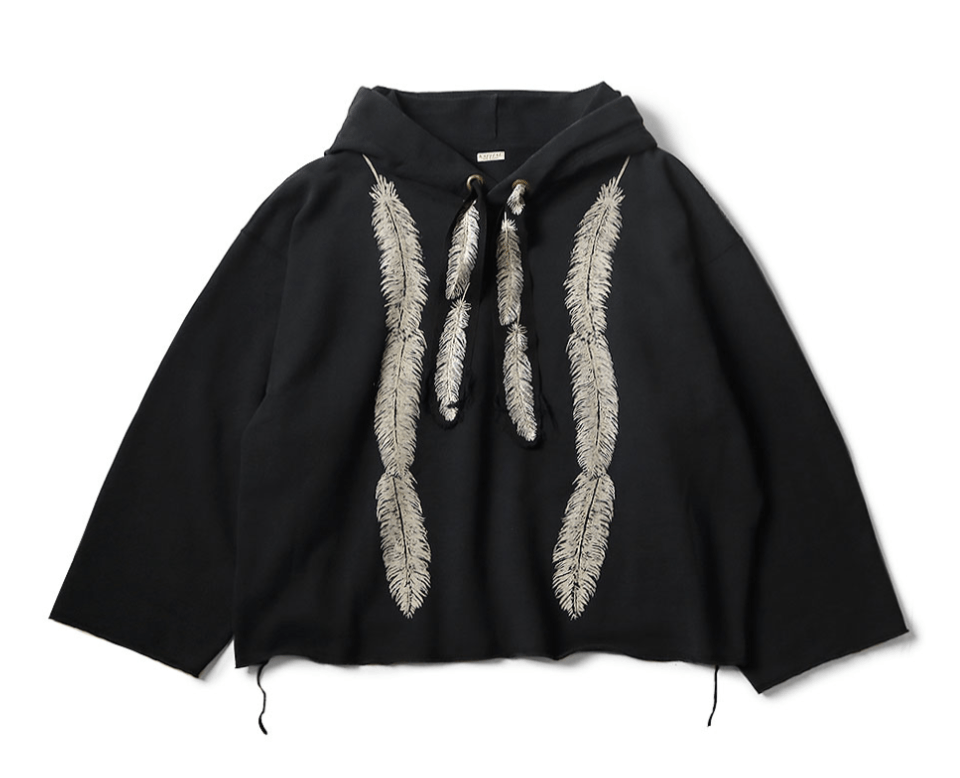Kapital Feather Cord Catfish Hooded Sweatshirt (Feather pt) Black Size US L / EU 52-54 / 3 - 1 Thumbnail