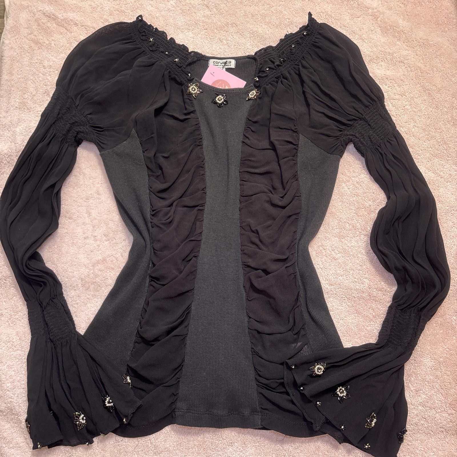 Other vintage beaded grunge silky euro blouse top Size L / US 10 / IT 46 - 2 Thumbnail