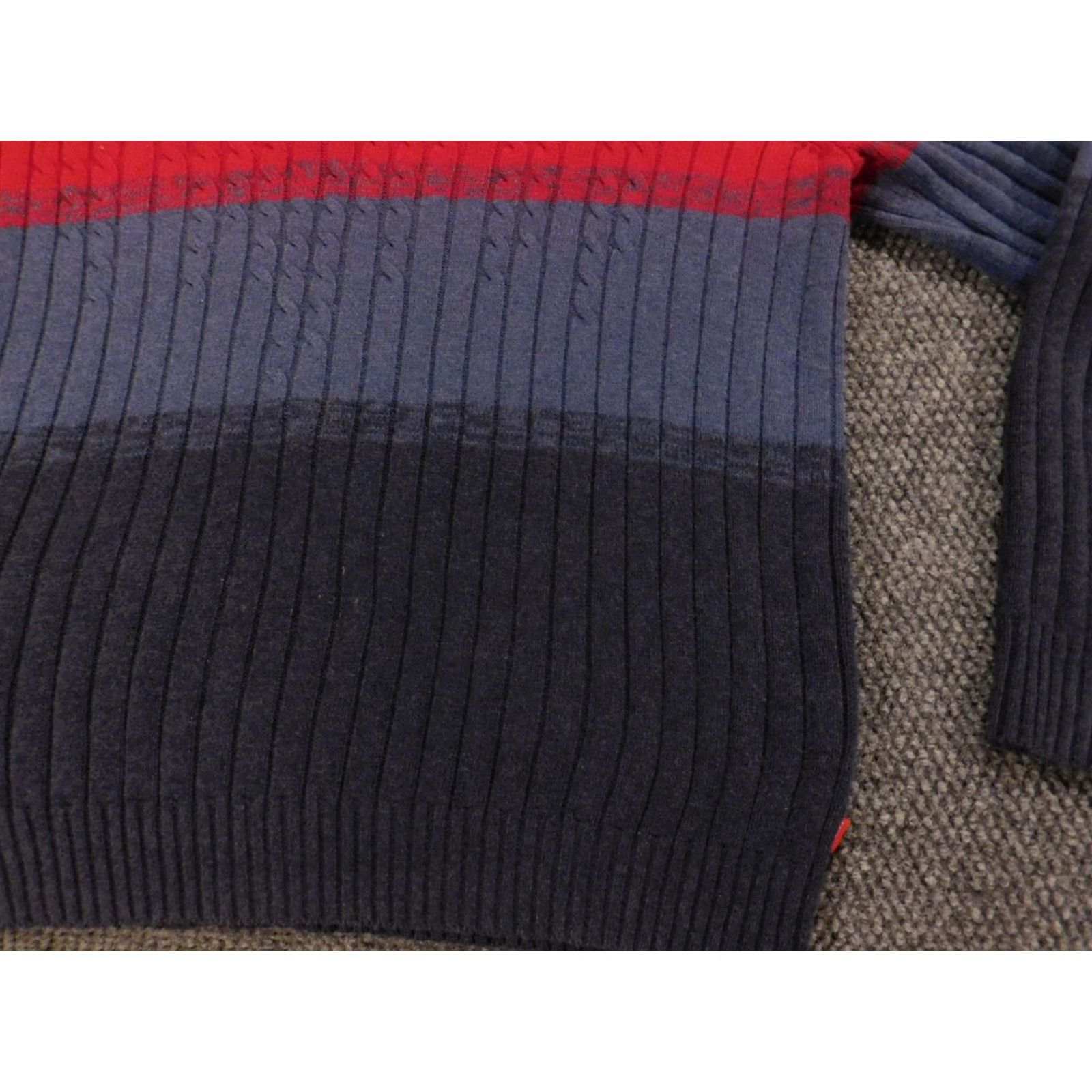 Izod IZOD Sweater Pullover Long Sleeve V-Neck Pullover Regular Size L Blue Knit Cotton Zipper Casual Mens Classic - 1/4 Zip (no N/A) Size US L / EU 52-54 / 3 - 4 Thumbnail
