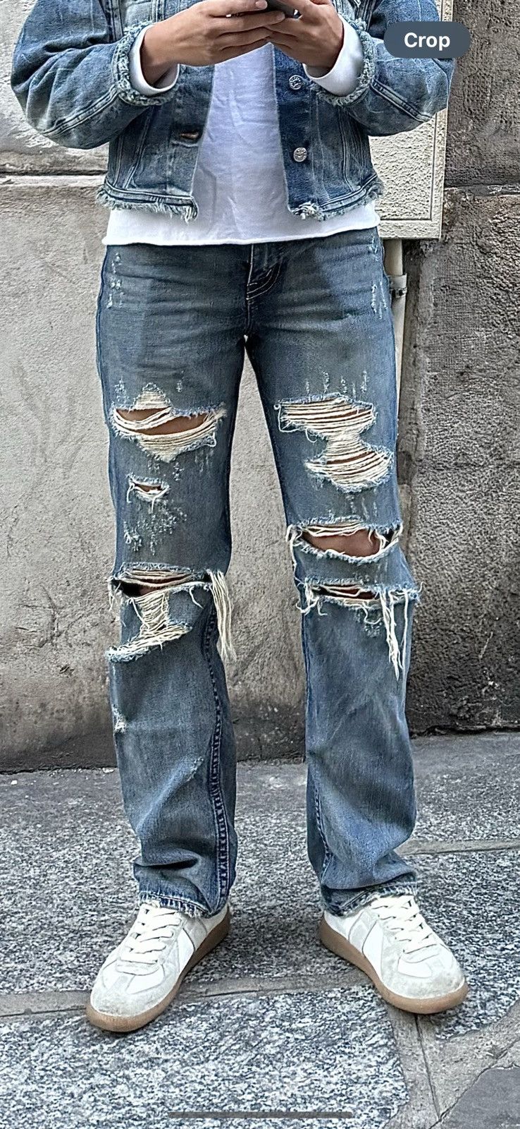 Comme des Garcons AW05 Junya Watanabe Faded Crash Denim Jeans Thrashed Size US 27 - 10 Thumbnail