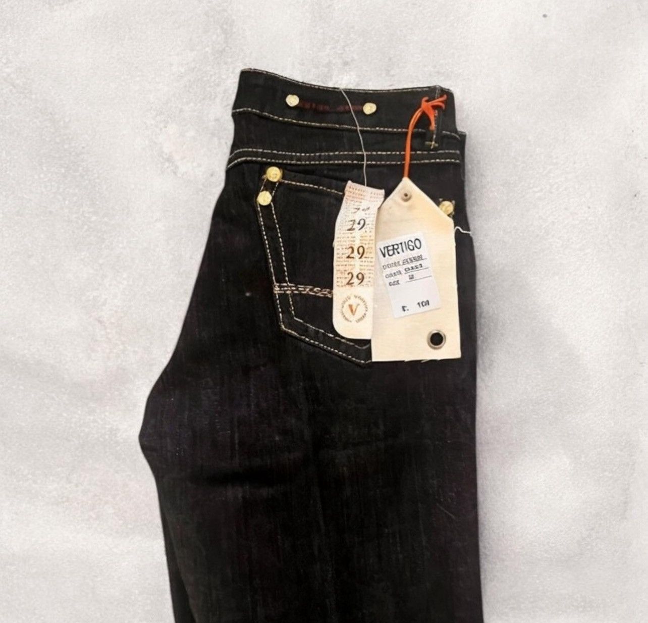 Vintage Gold Stitch VertigoY2K Jeans Size 29 VERTIGO DEADSTOCK JEANS Size 29" - 4 Thumbnail