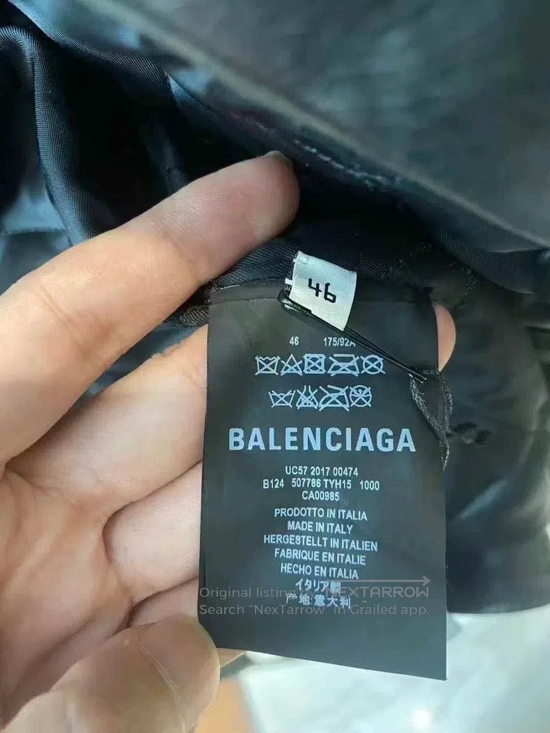 Balenciaga Balenciaga Arm Logo Back Patch Distressed Leather Jacket Size US S / EU 44-46 / 1 - 8 Thumbnail