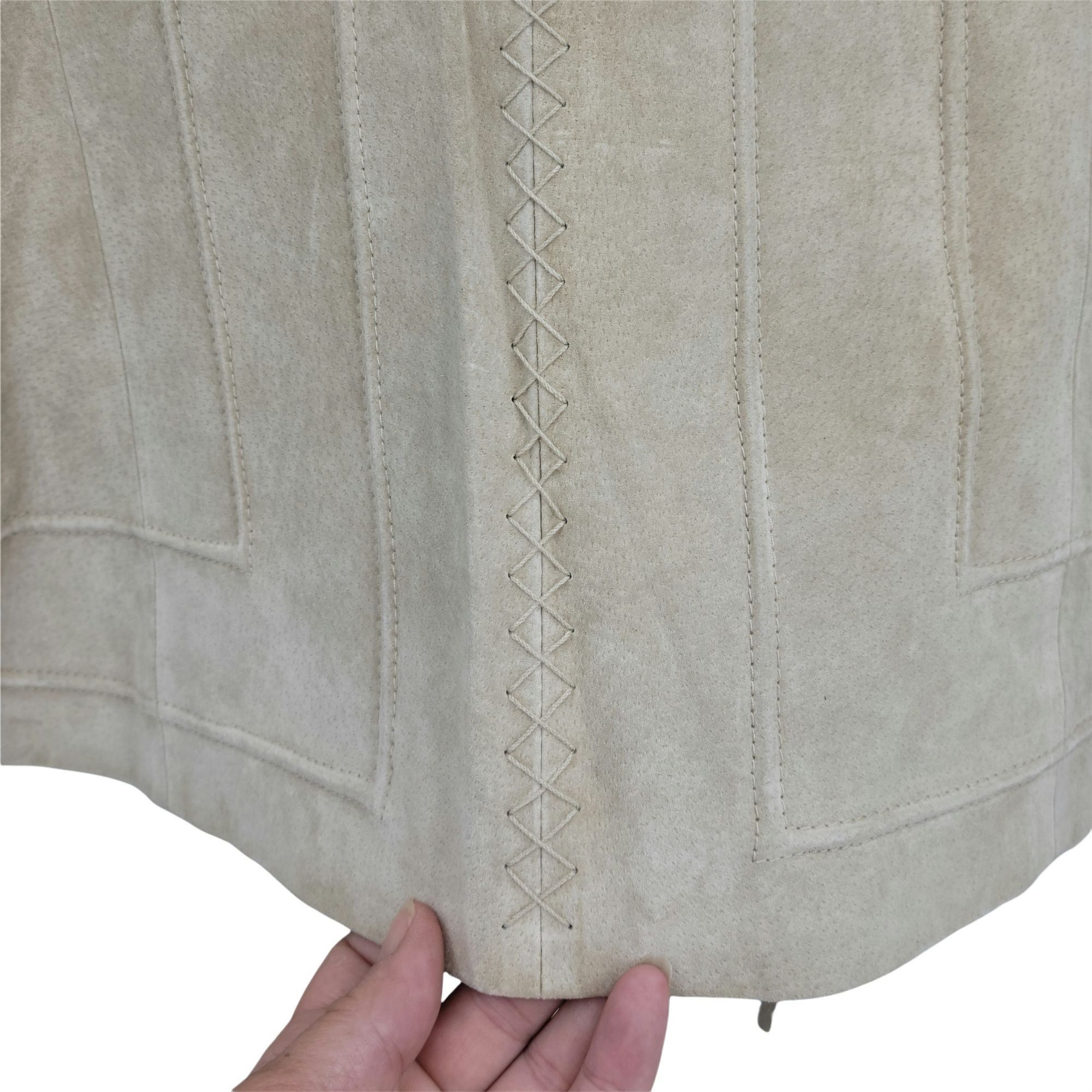 Vintage Vtg 80's Fringed Suede Leather Shacket Jacket Sz L Tan Festi Size L / US 10 / IT 46 - 10 Thumbnail